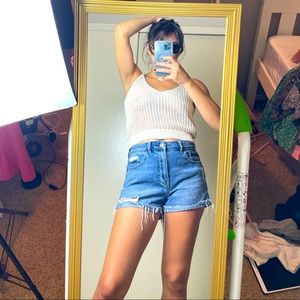 Mango XS Cream Mesh Crop Top NEVER WORN